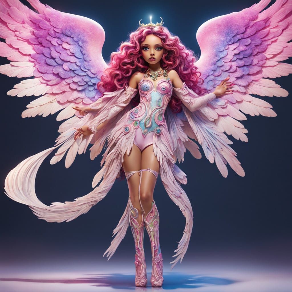 Enchanting 3D Cartoon Angel in Vibrant Glittery Style