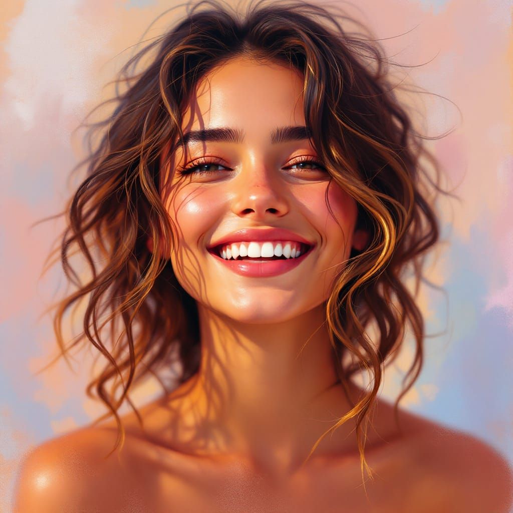 Whimsical Portrait of a Young Woman in a Dreamy Setting