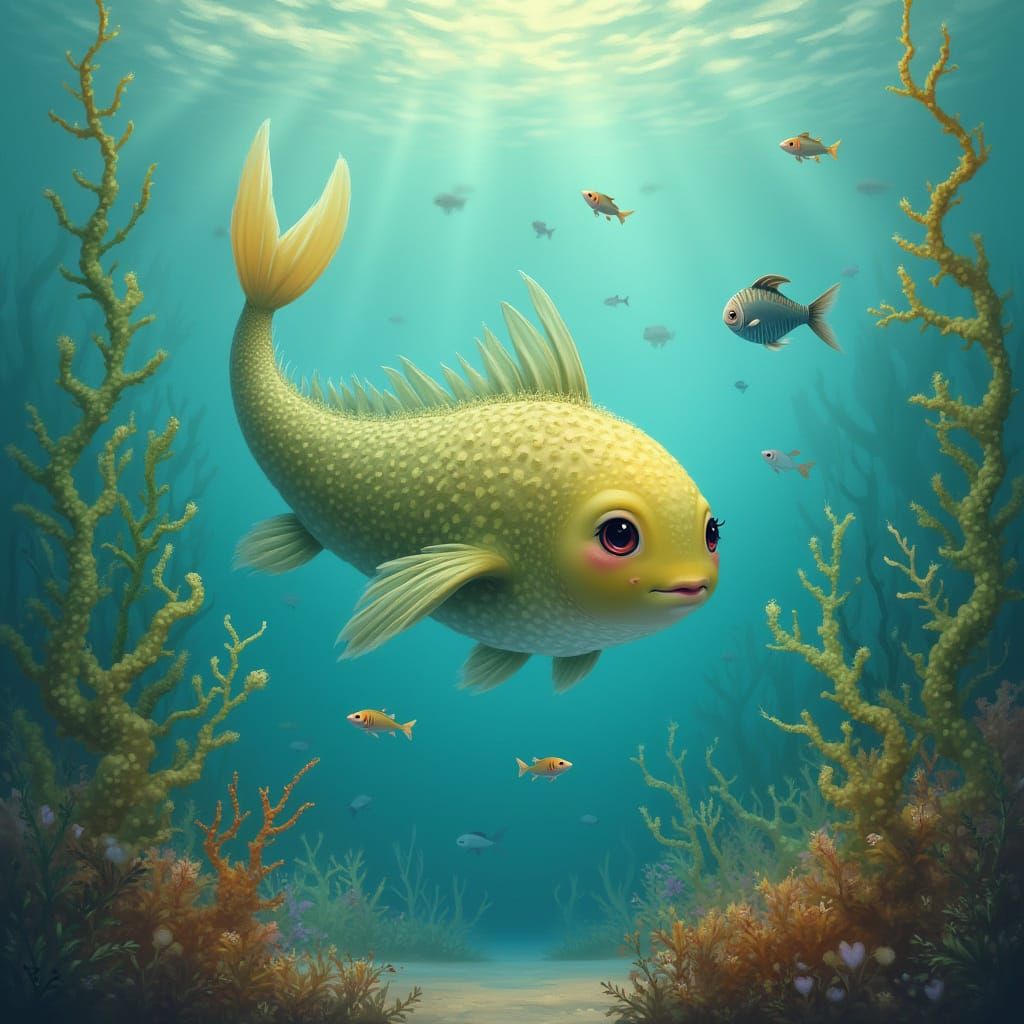 Underwater Creature in Dreamy Aquatic Scene