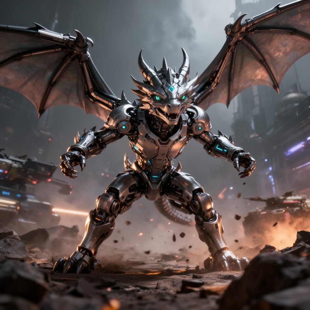 Sci-Fi Dragon-Boy in Epic Mech War