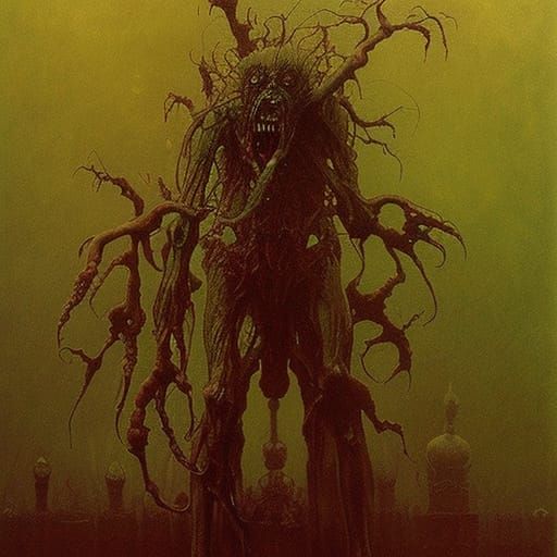 Scary Zombie Abomination Inspired by Alfons Mucha