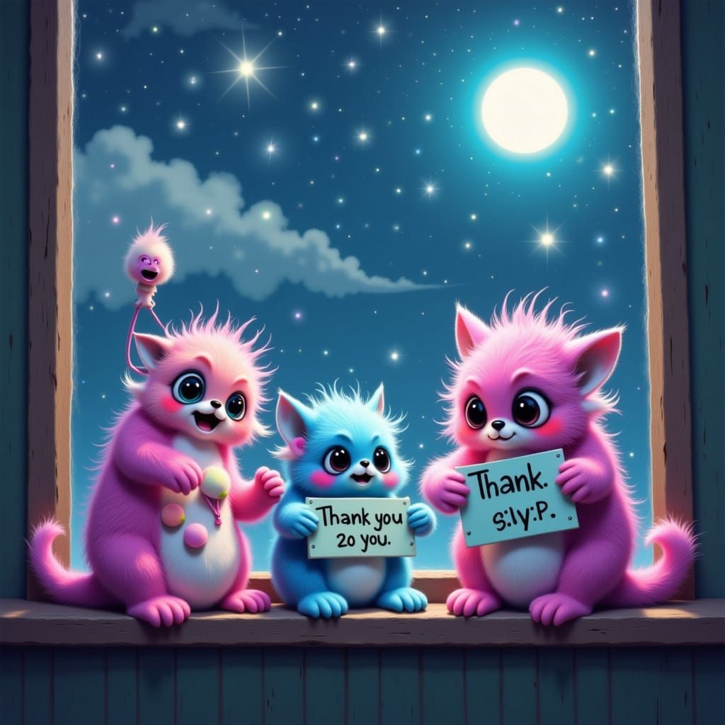 Monsters Thanking You on Starry Night