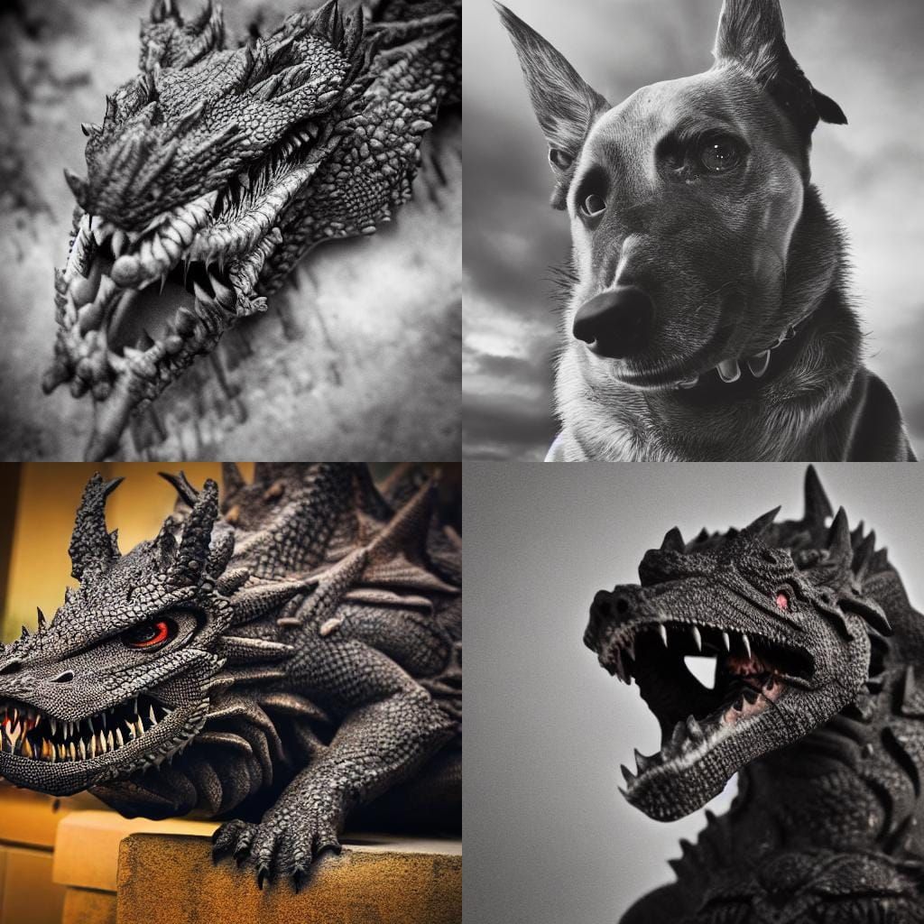 Hyperrealistic Evil Dragon-Dog in Cinematic Style