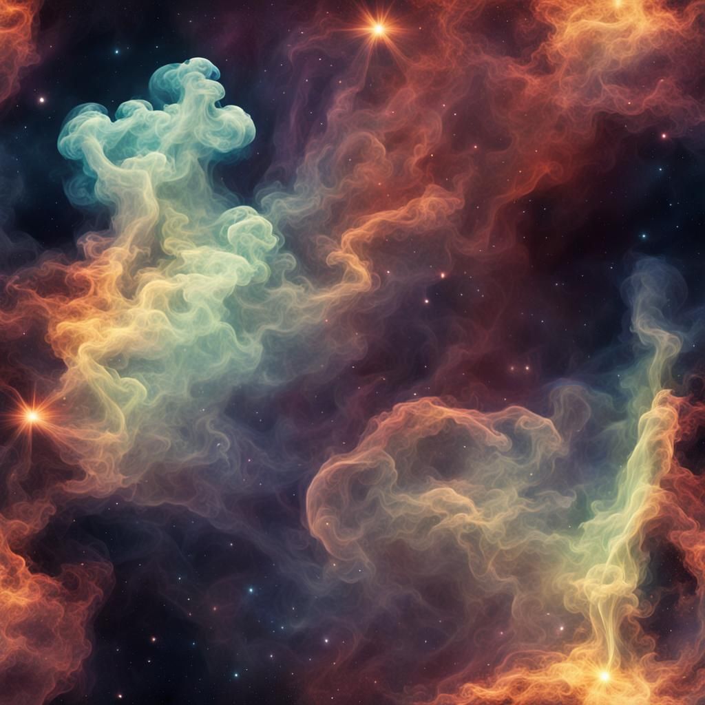 Vibrant Space Nebula Smoke Formation