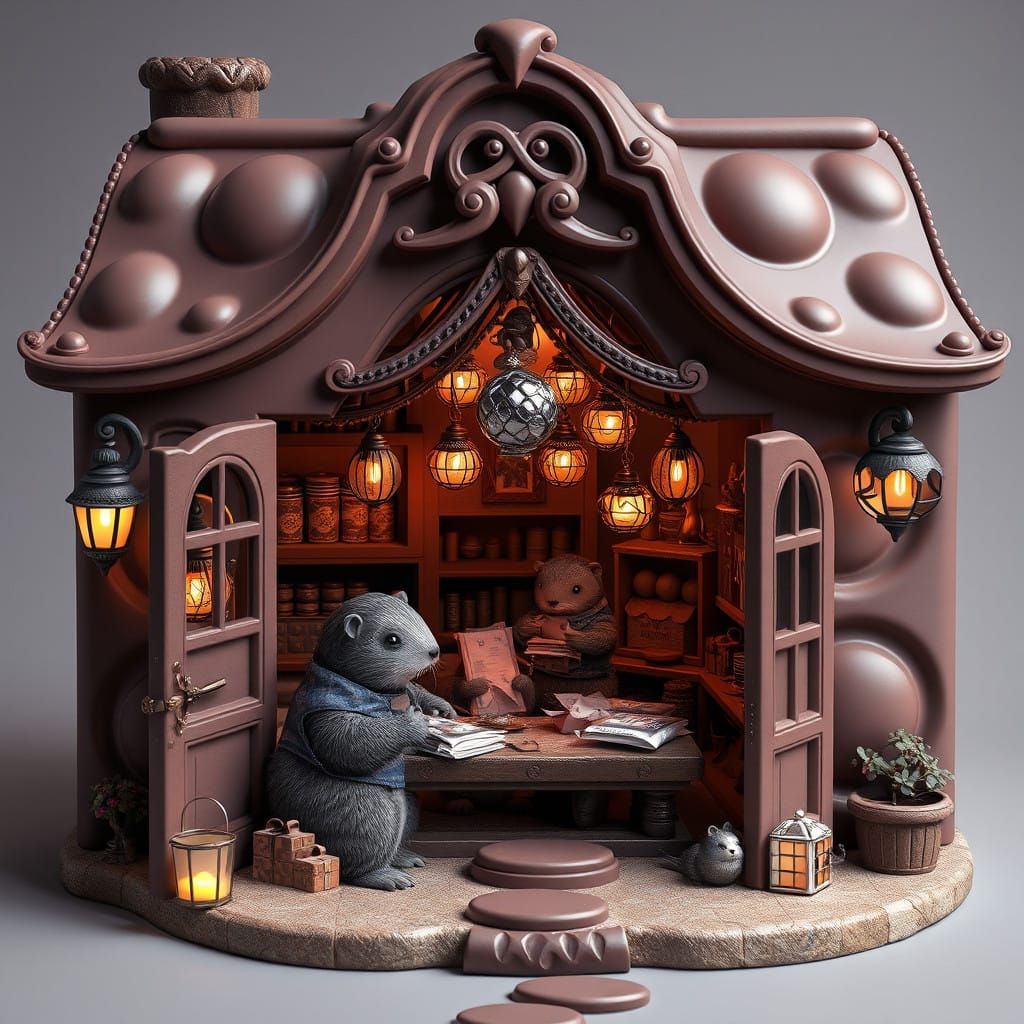 Majestic Chocolate Marmot Mansion in Whimsical, Matte Paint ...