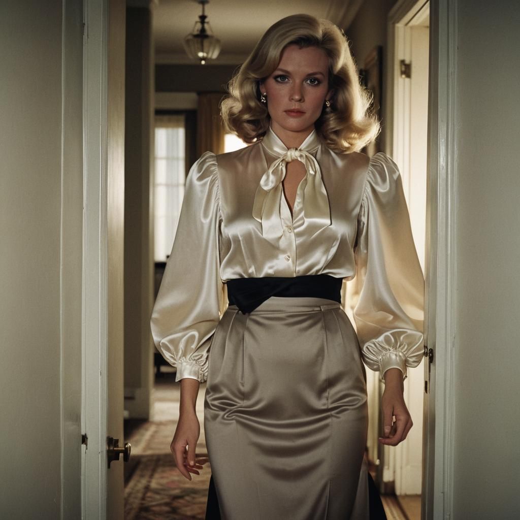 Blonde Woman in Doorway: 1970s Style Portrait