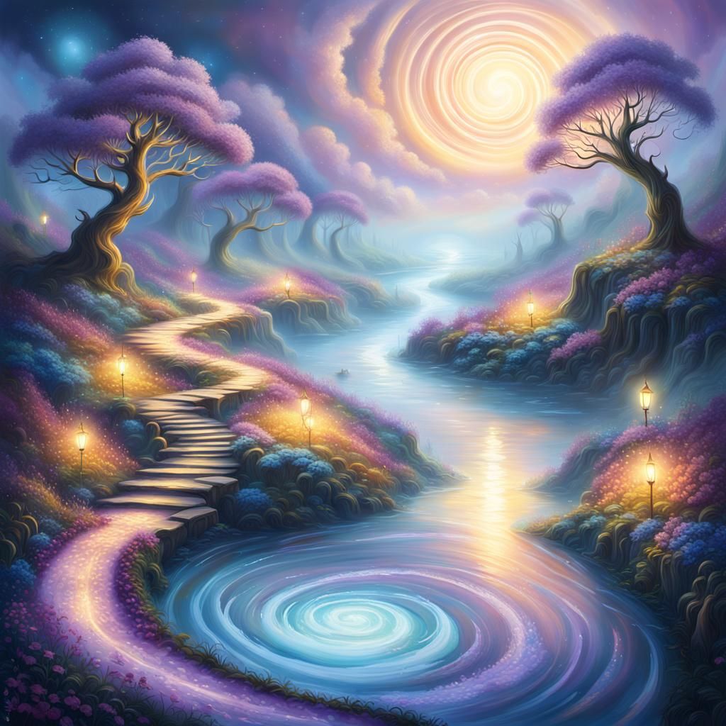 Whimsical Dreamscapes in Golden Hues