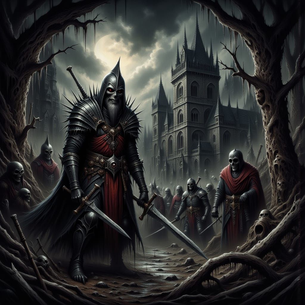 Grimdark Knights Battle in Dark Castle Corridors