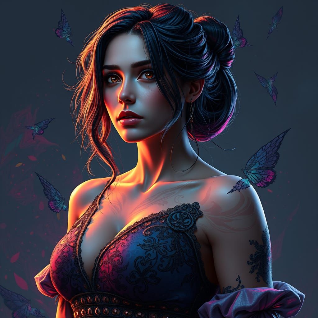 Jealous Woman Portrait with Dramatic Lighting