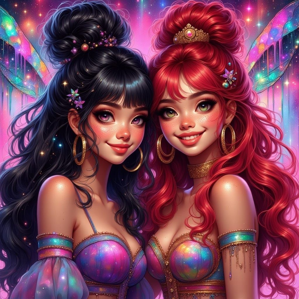 Two BRATZ Chicana Women in Neon Street Glam