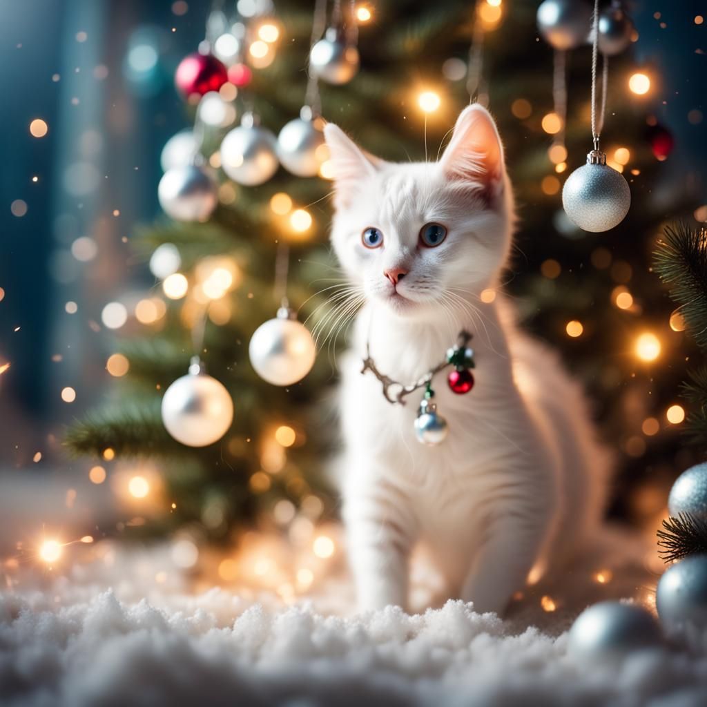 Christmas Cat Mischief in Divine Light