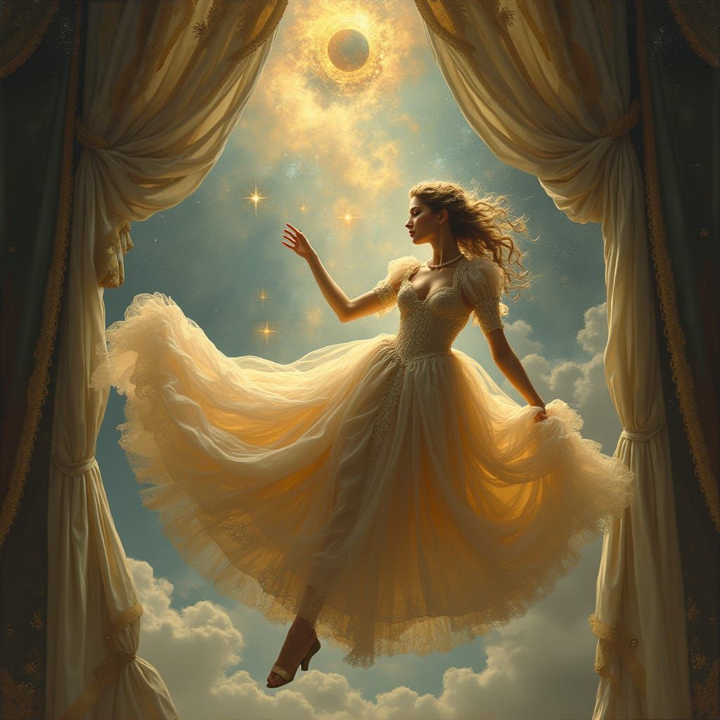 Luminous Noblewoman in Celestial Boudoir