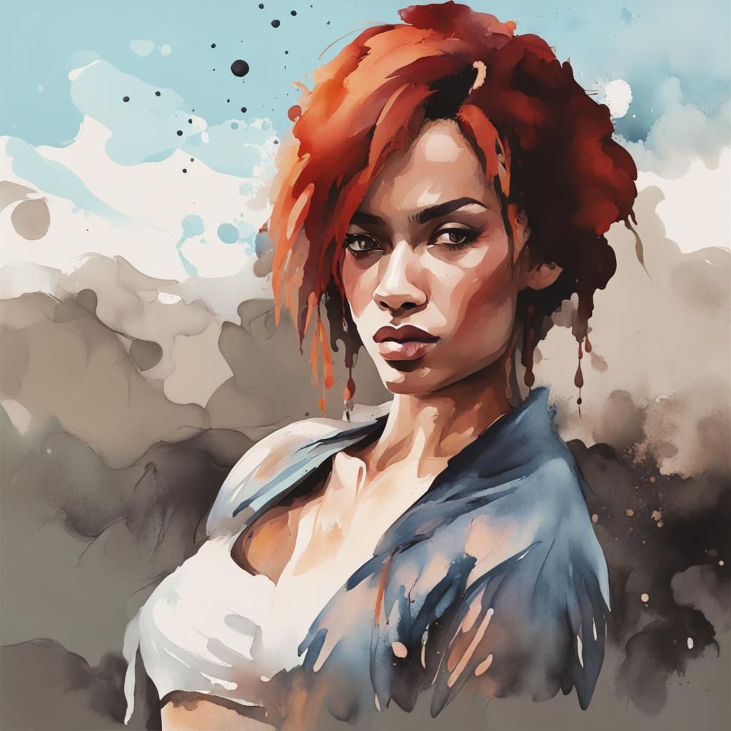 Watercolor Splash Digital Art with Warm Colors