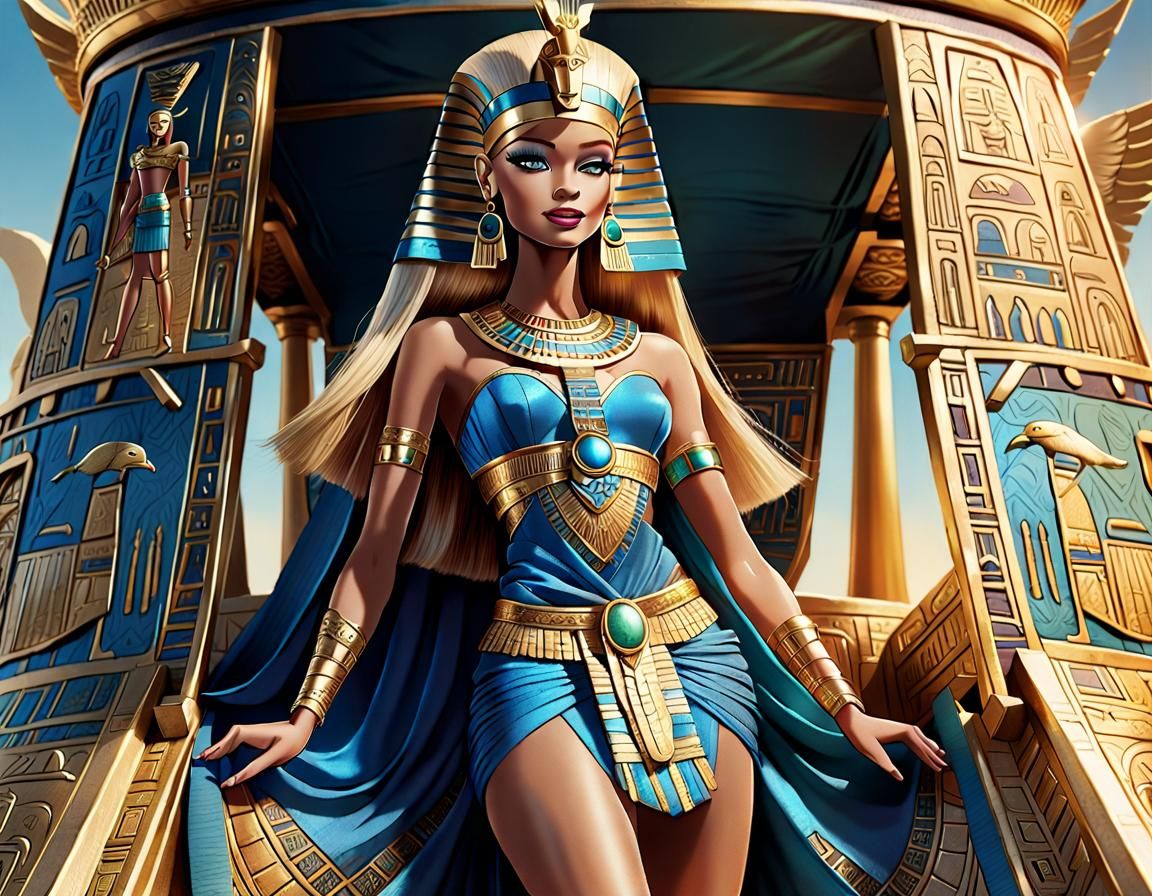 Egyptian Queen Barbie on Royal Barge in Comic Art