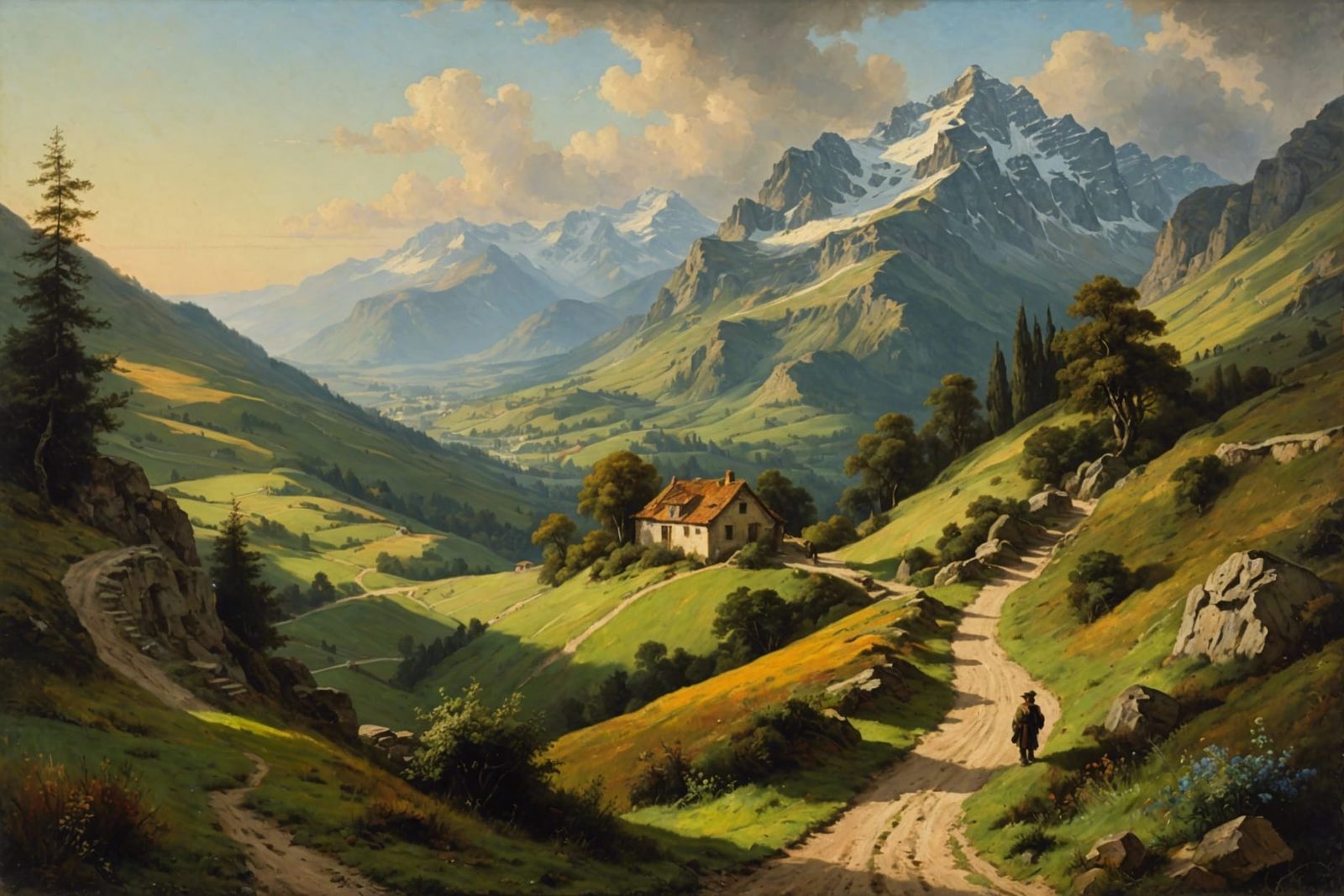 Detailed Landscape in Rembrandt Style with Oil Paint