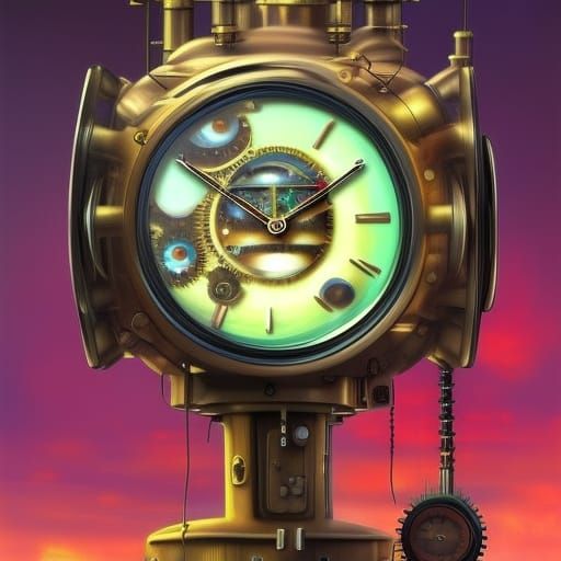 Steampunk Clock Android with Hourglass Body