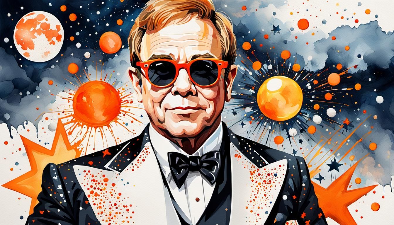 Elton John in London: Pop Art Watercolor Portrait