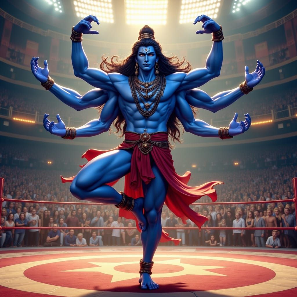Anime Warrior God Shiva in Yoga Pose