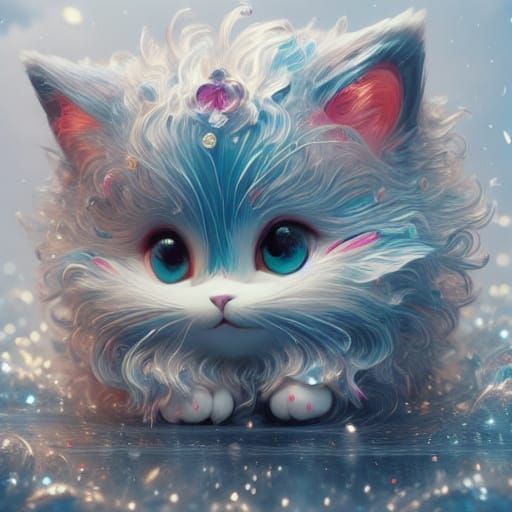 Chibi Feline Companion Strolls Beside Chibi Canine Friend in...