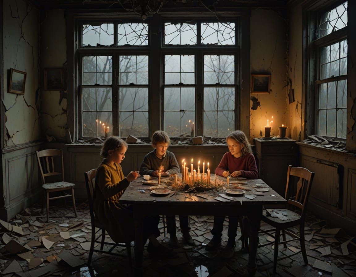 Children's Birthday Joy Amidst Ruin