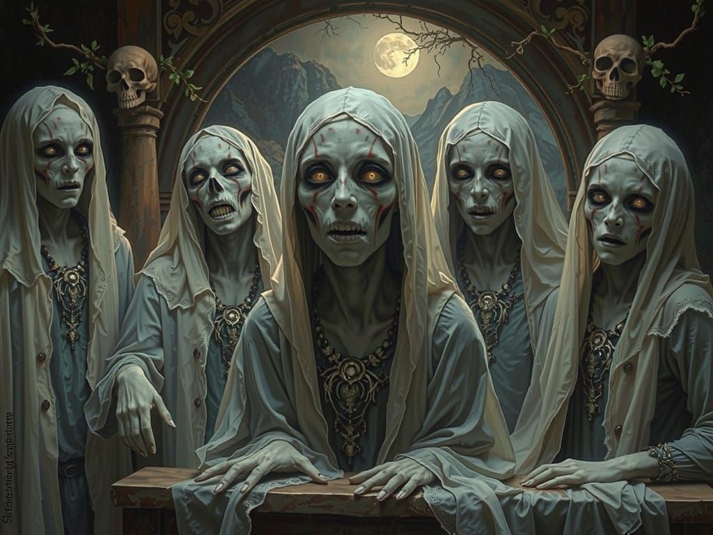 Haunted Manor: Ghostly Portrait in Gothic Surrealism