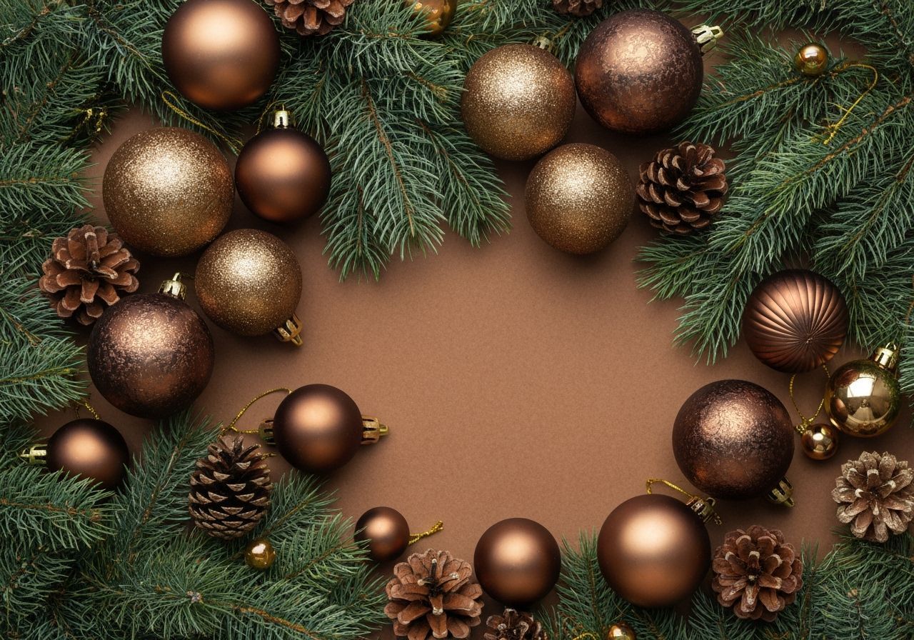 Elegant Brown and Gold Christmas Ornaments Display