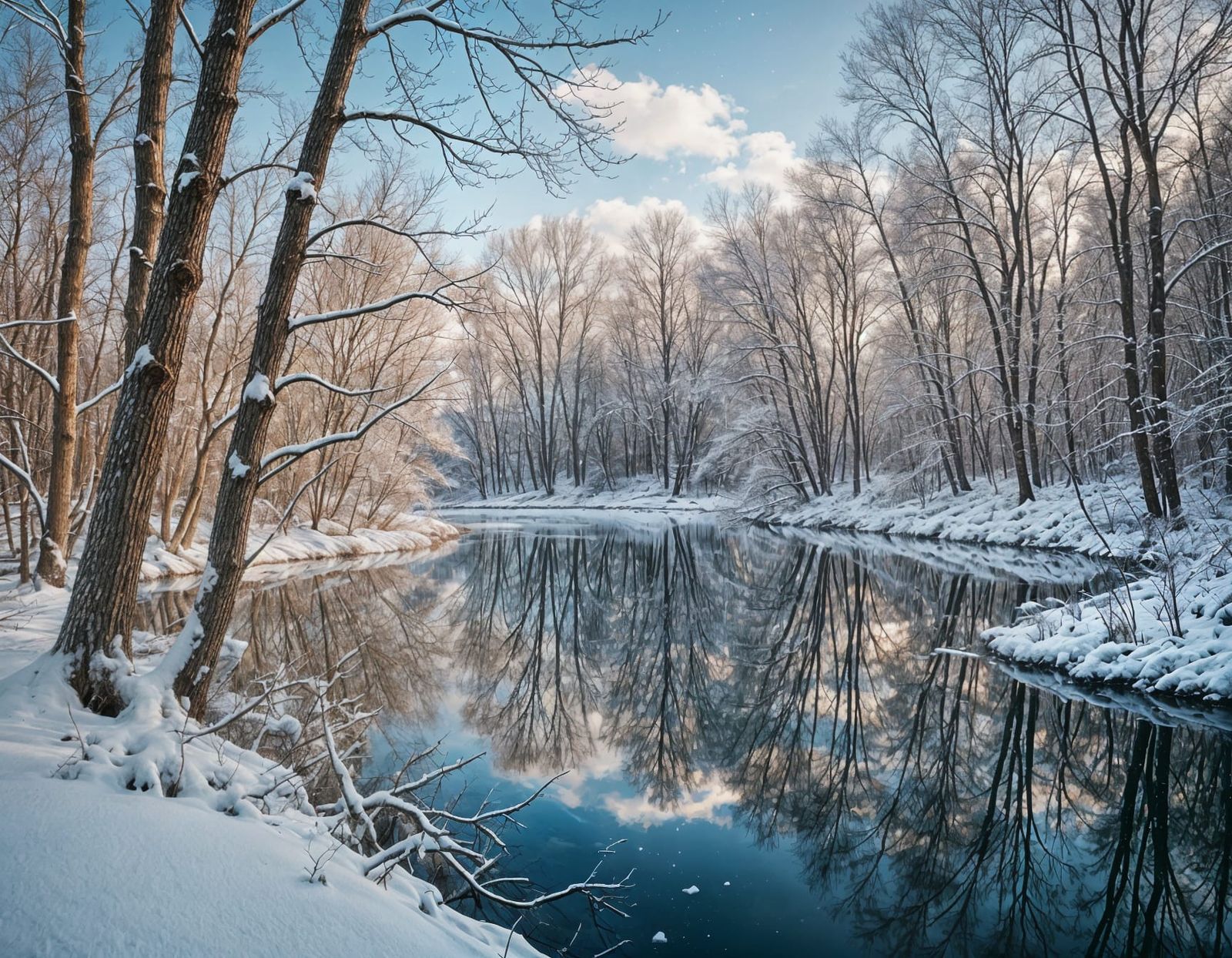 Winter Lake: Serene Landscape Photography with Bokeh
