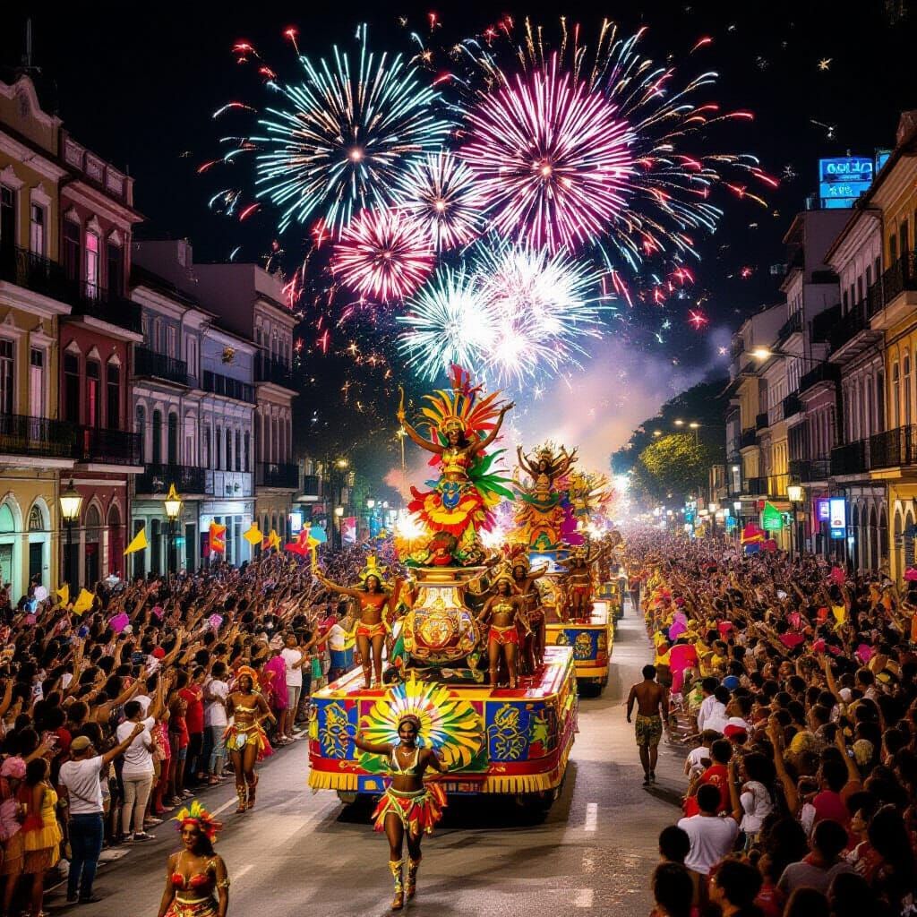 Carnaval Celebration: Mythical Floats and Ecstatic Crowds