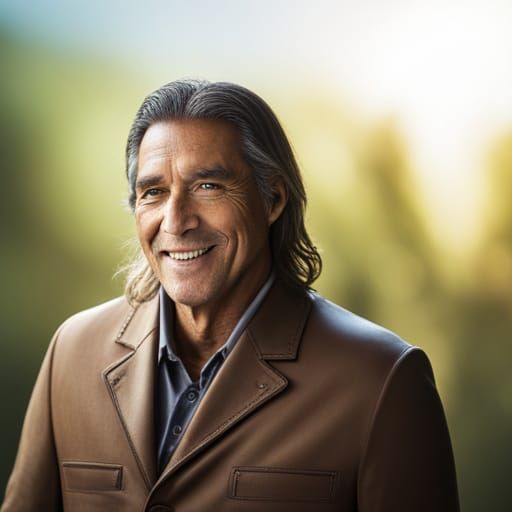 Handsome Native American Man Portrait in Bokeh