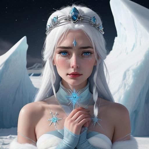 Stunning Ice Maiden Cries Frozen Tears