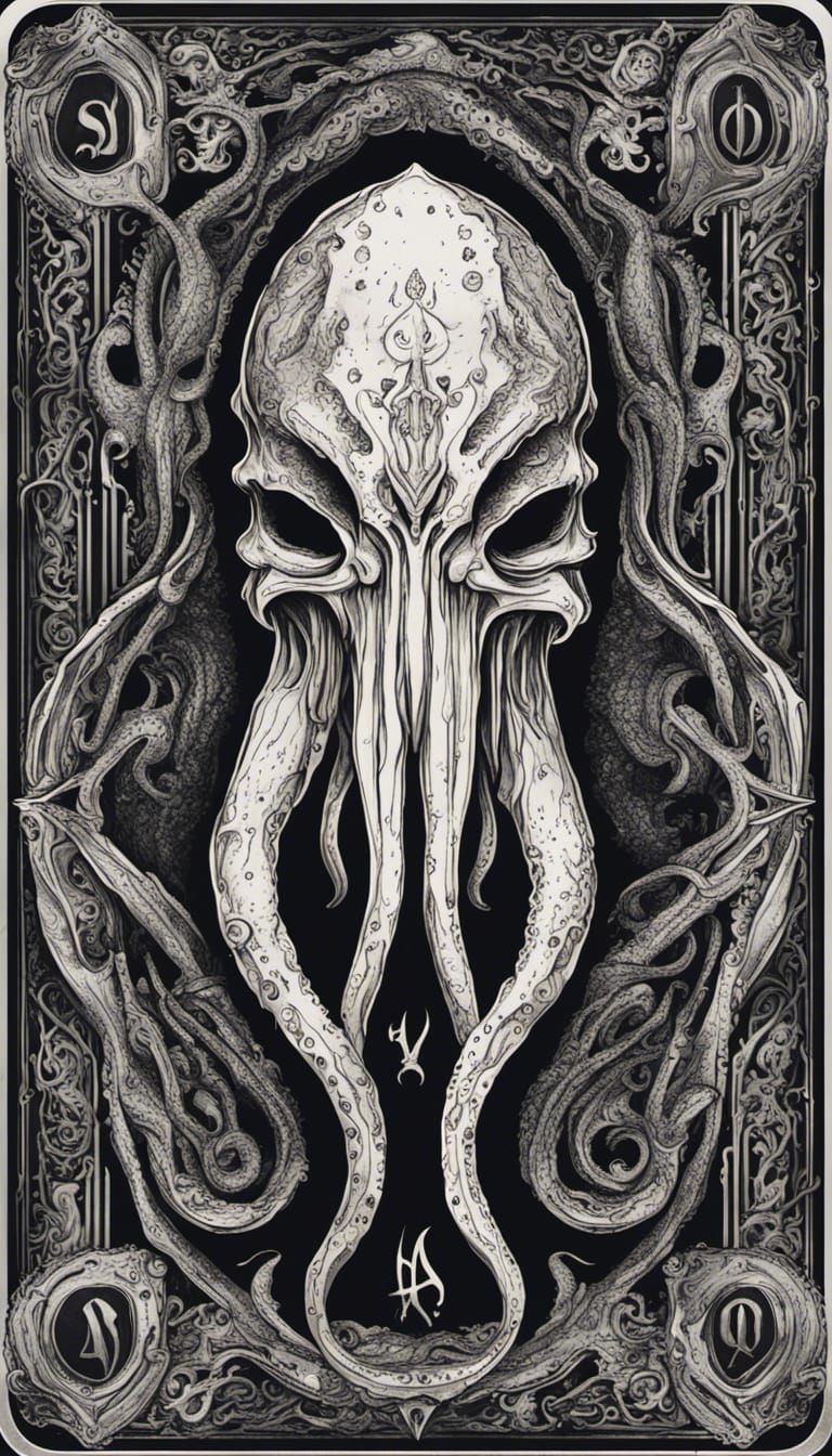 Detailed Cthulhu Ace of Spades Playing Card