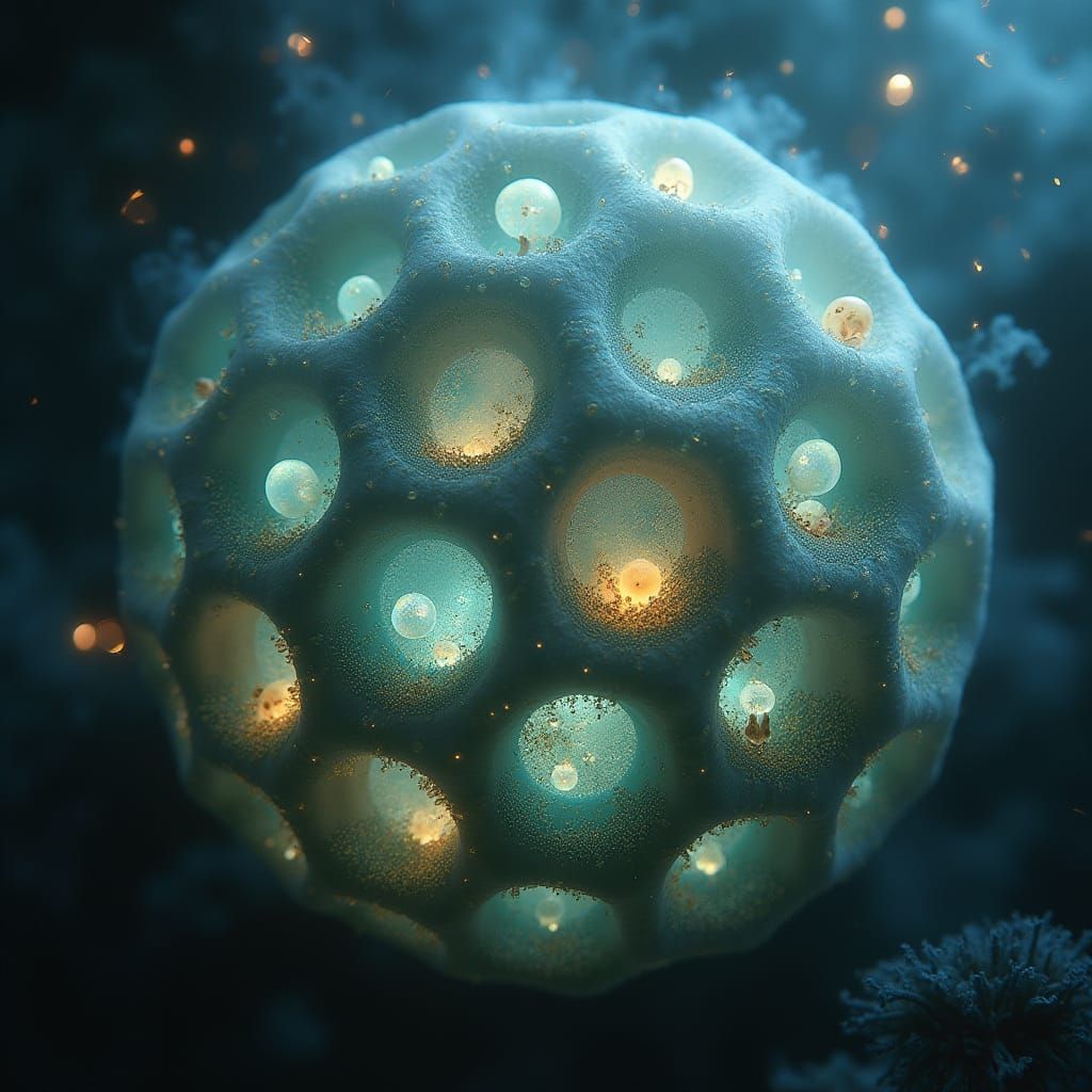 Ethereal Honeycomb Structure with Bioluminescent Cells