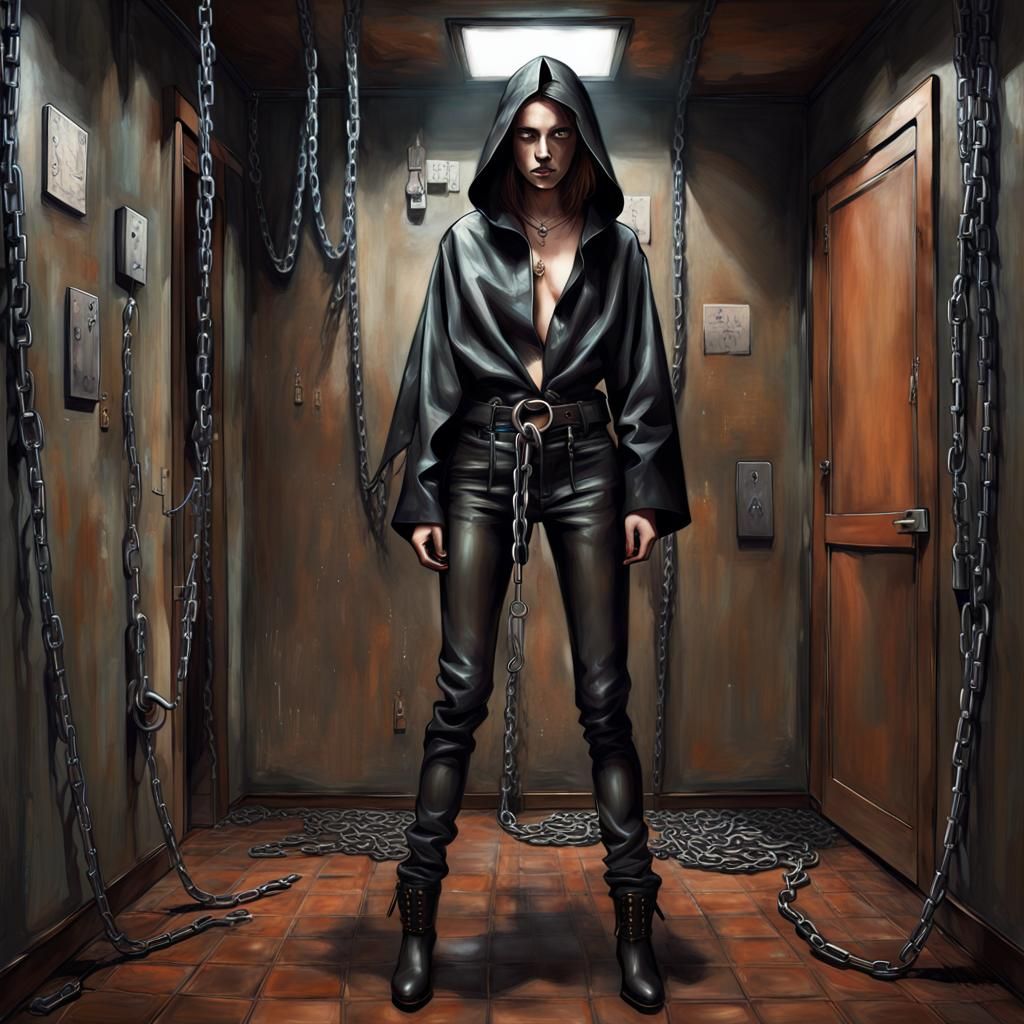 Badass girl in leather