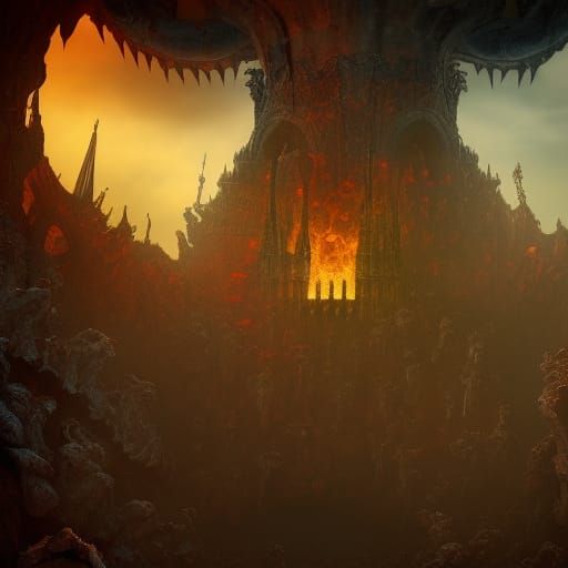 Demonic Castle in Hell: Detailed Matte Painting