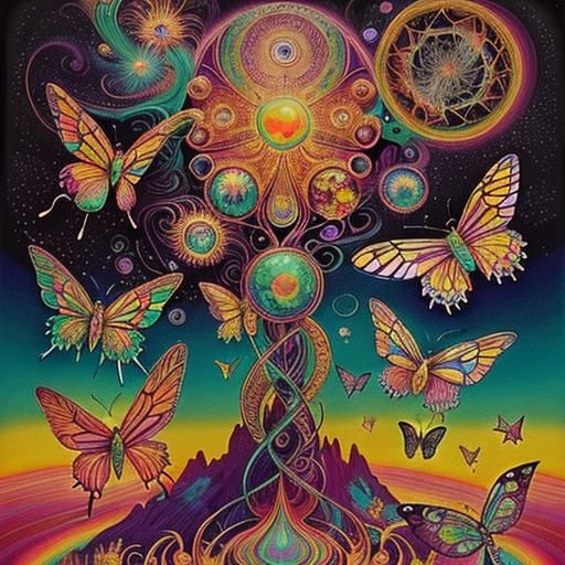 Psychedelic Swarm Circling Fire Opal Statue