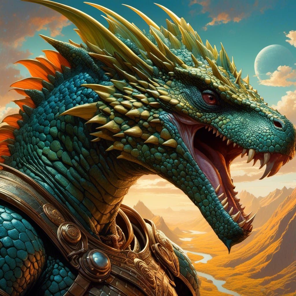 Fantasy Reptile Woman in 3D Shading