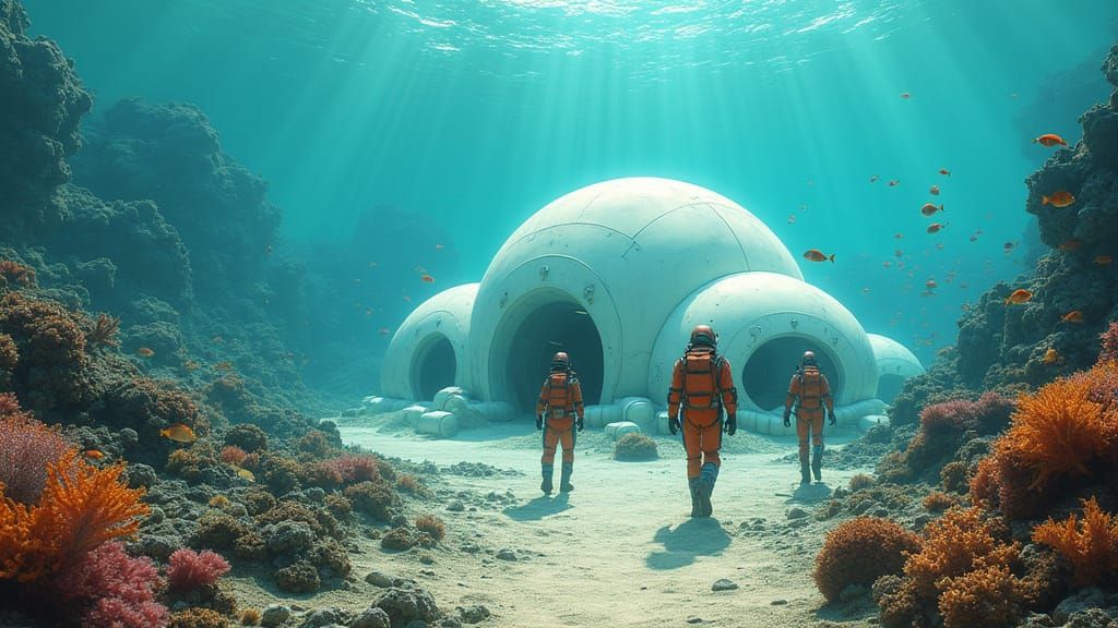 Underwater Research Colony in a Futuristic, Sci-Fi Aesthetic