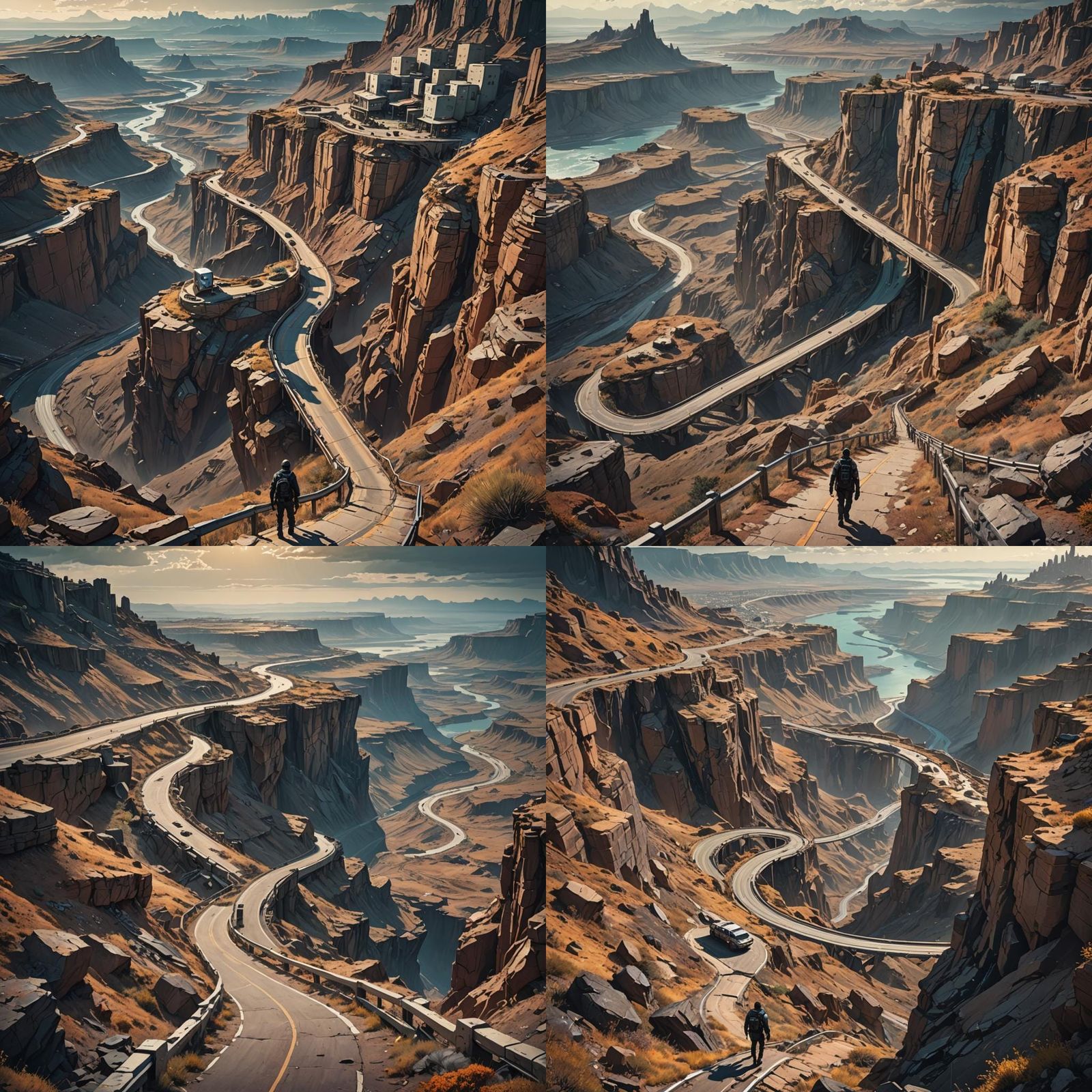 Cyberpunk Traveler on Cliffside Road