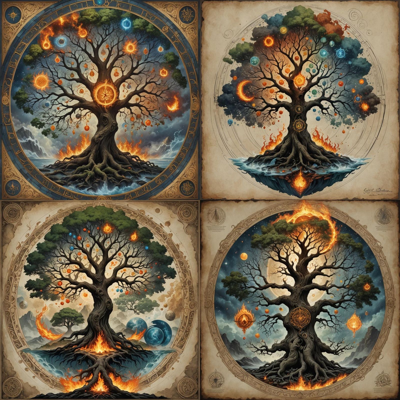 Celestial Tree of Life: Four Elements Art