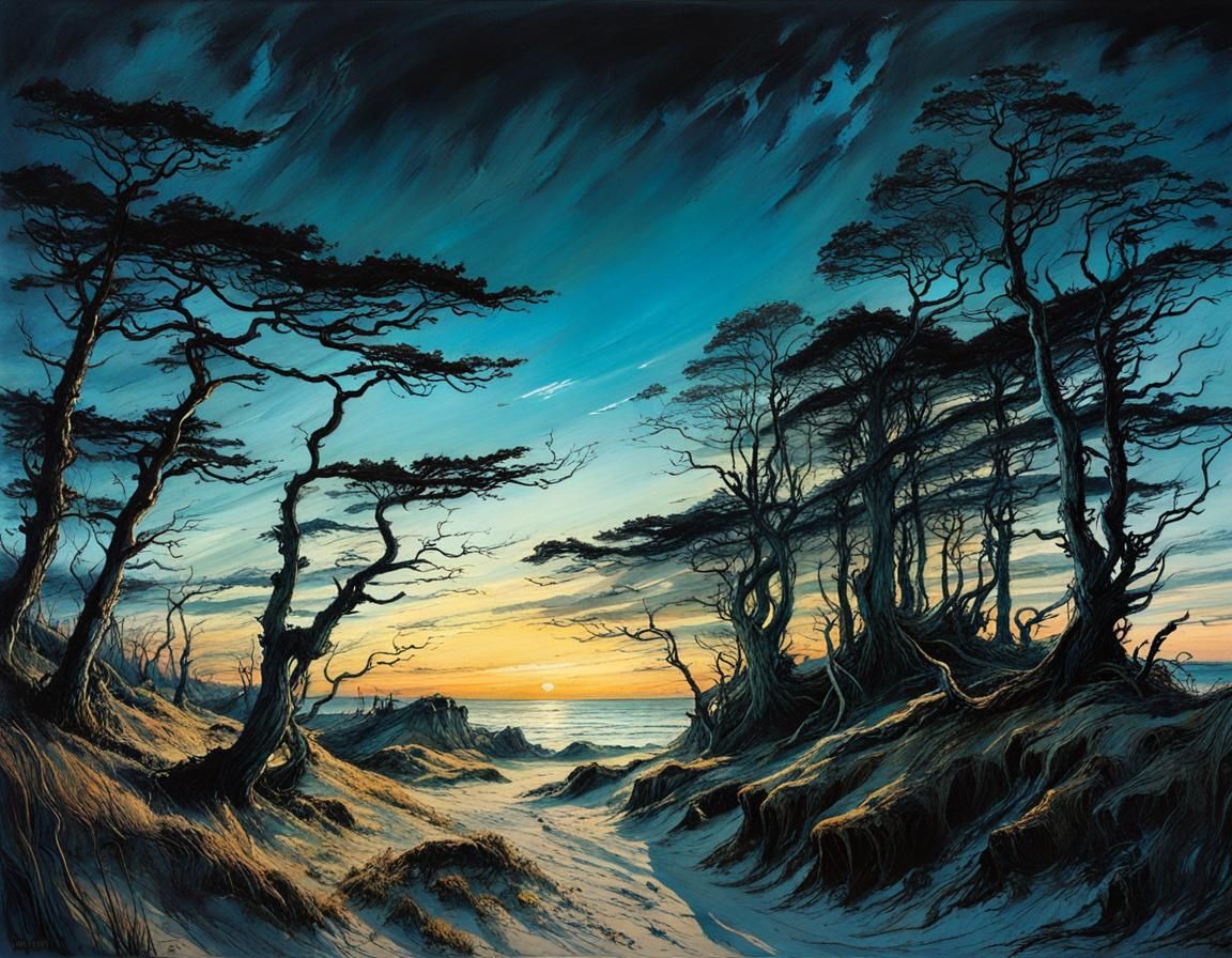 Chalk Coast of Rügen in Evening Light