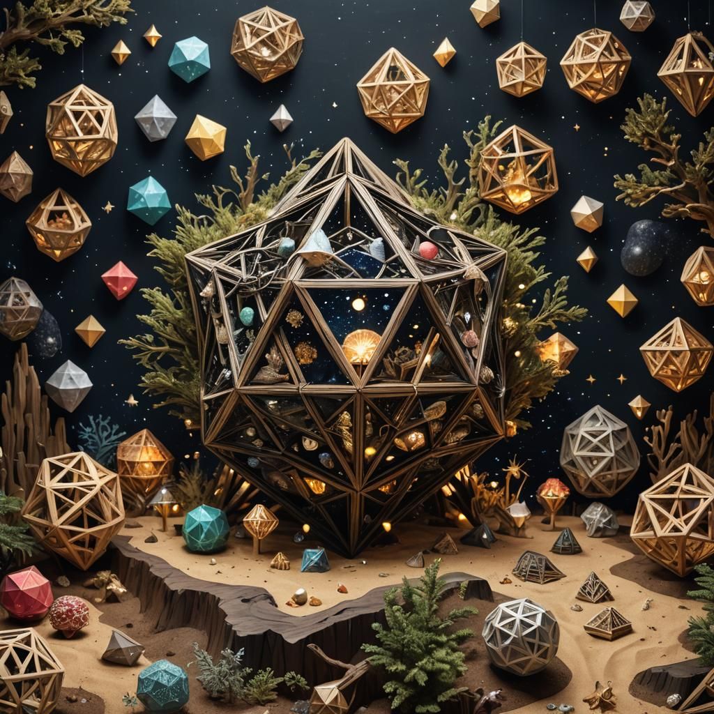 Surreal 3D Forest with Sand Sculptures