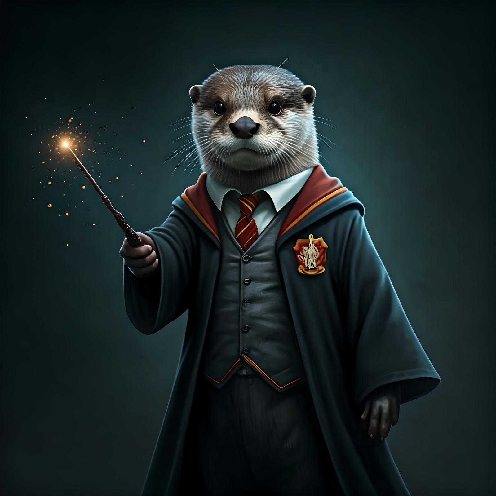 Otter Wizard Casting a Spell in Digital Art