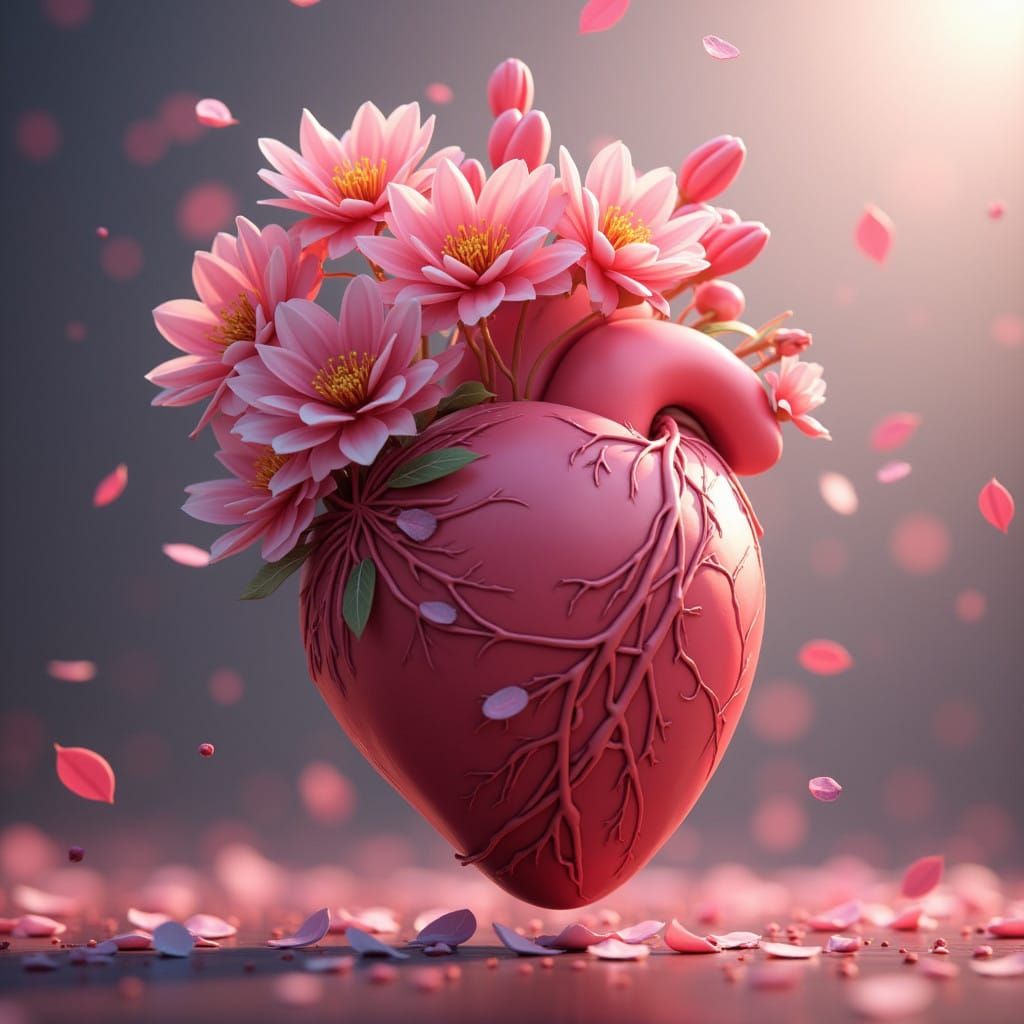 Vibrant Heart Blooms in Stunning Anime Art