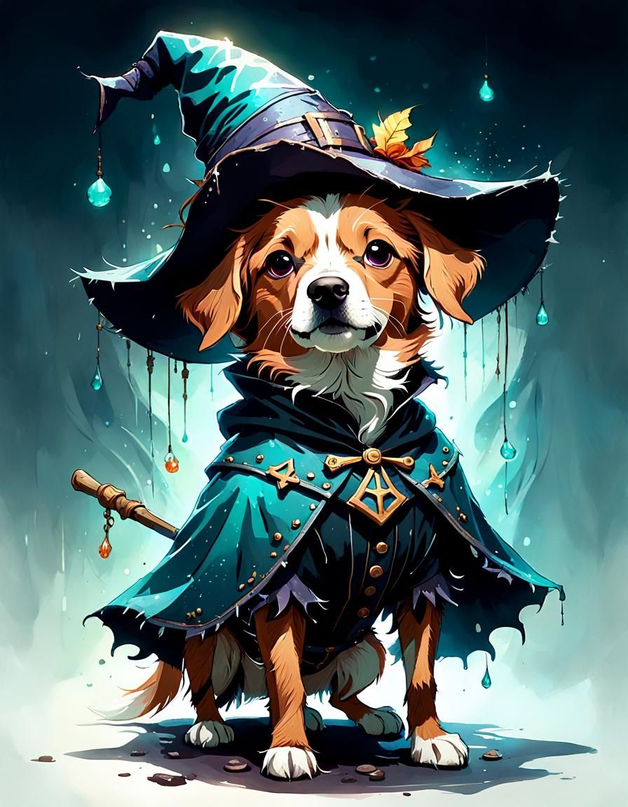 Affengriffon Witch Costume: Digital Art Illustration