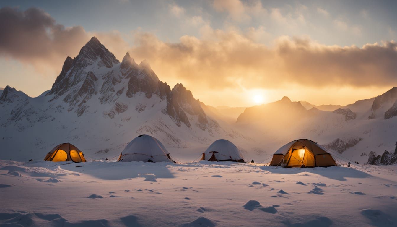 Serenely Captured White Winter Wonderland with Majestic Moun...