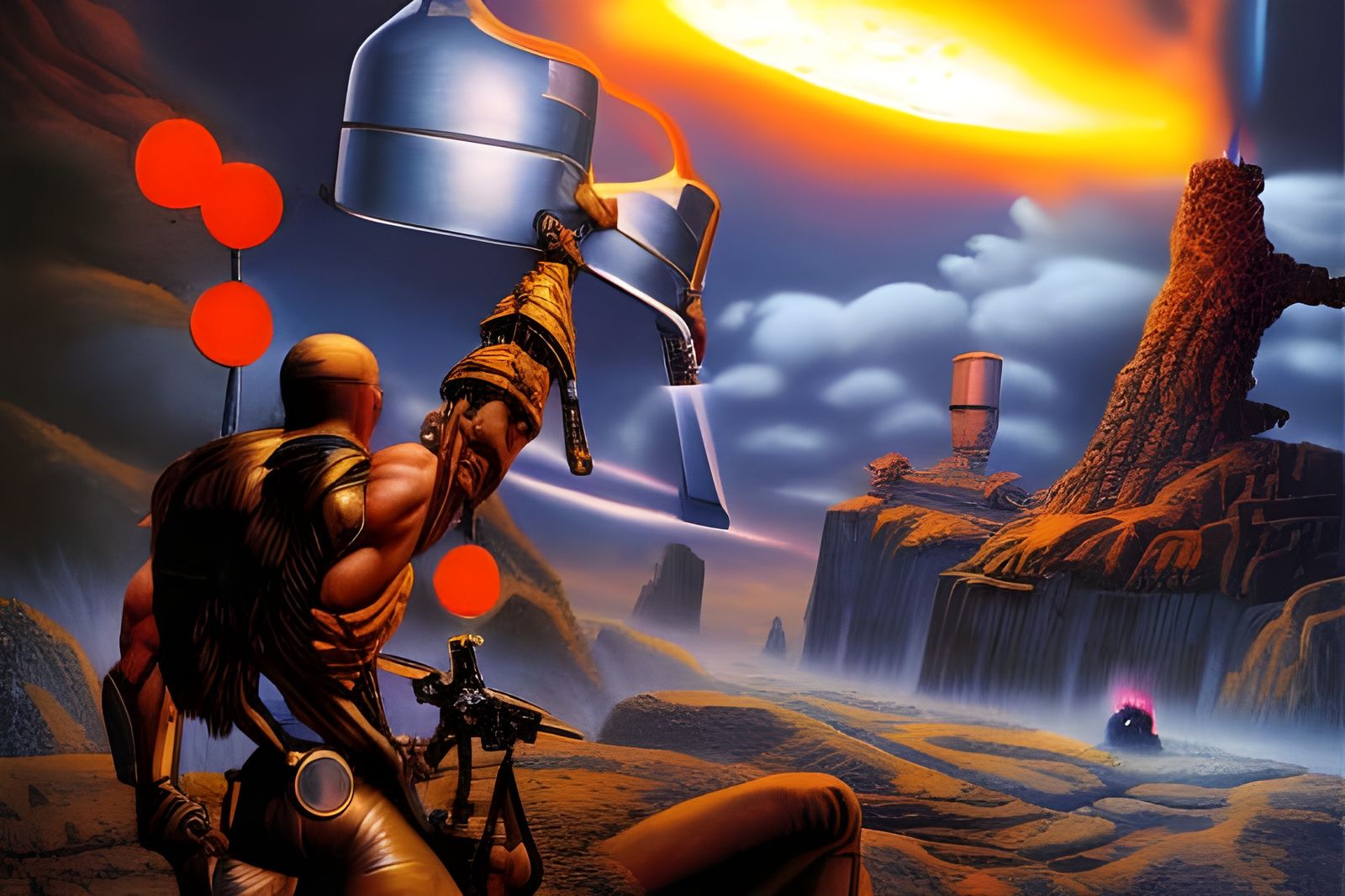 Post-Apocalyptic Rebirth: An Oil Painting in Cyberpunk Style