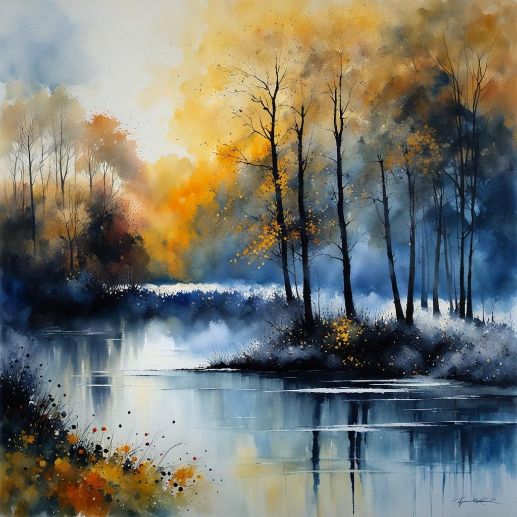 Luminous Landscape in Watercolor Style