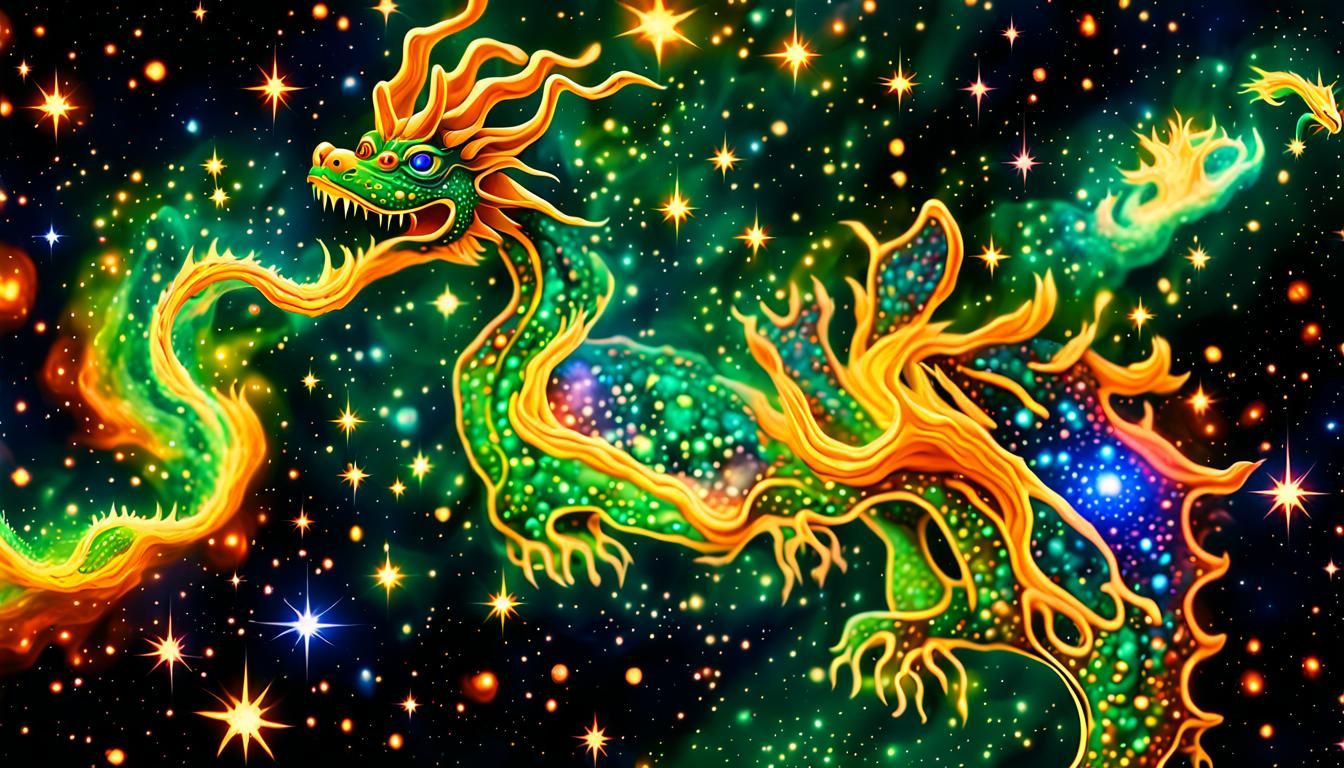 Iridescent Dragon Nebula of Binary Star Systems