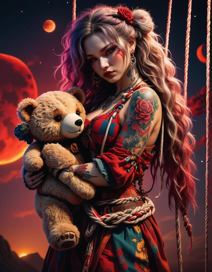 teddy bear perfect body, dark lips...