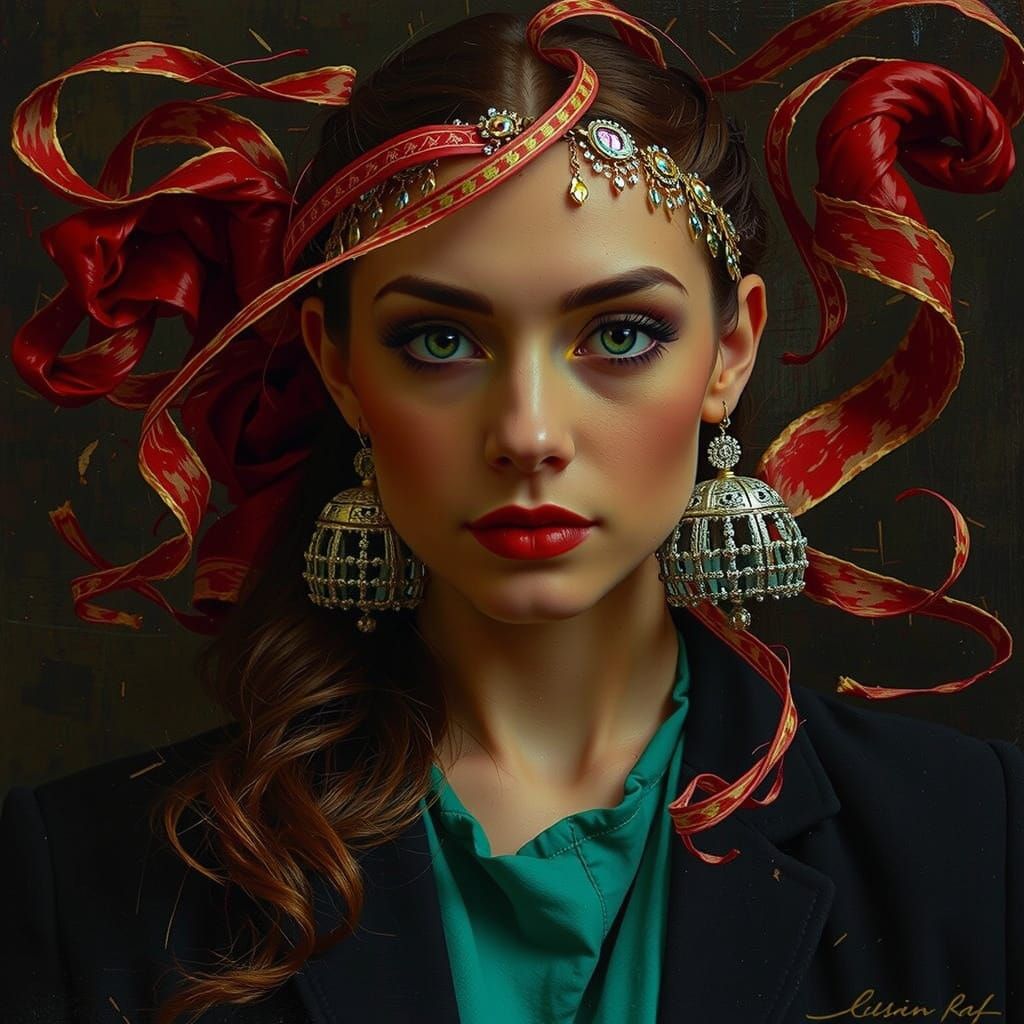 Abstract Swirling Red Forms in Dynamic Motion